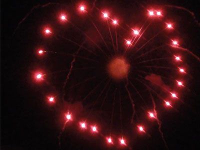 Giant Red Heart Fireworks in the Sky