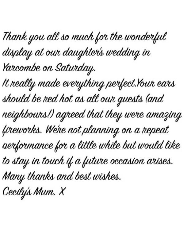 Thank-you letter for fireworks display