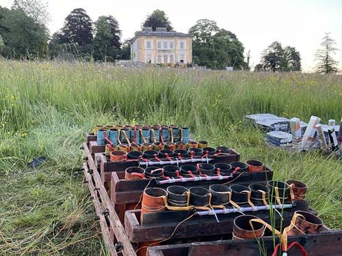 Fireworks set-up at Escot Park