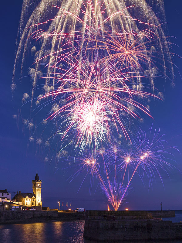 Professional display fired from a harbour