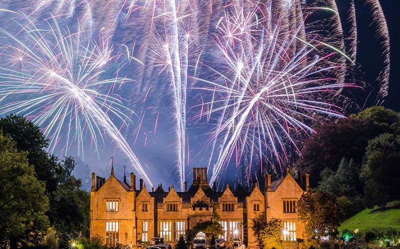 fireworks behind Dillington House, Somerset