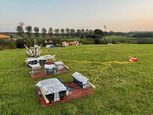 Setting up the fireworks at Quantock Lakes