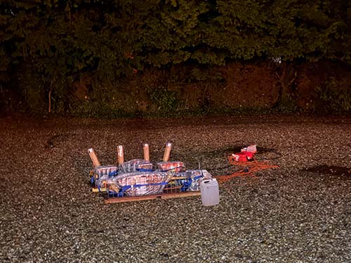 Fireworks set up at Elmhay Park, Somerset
